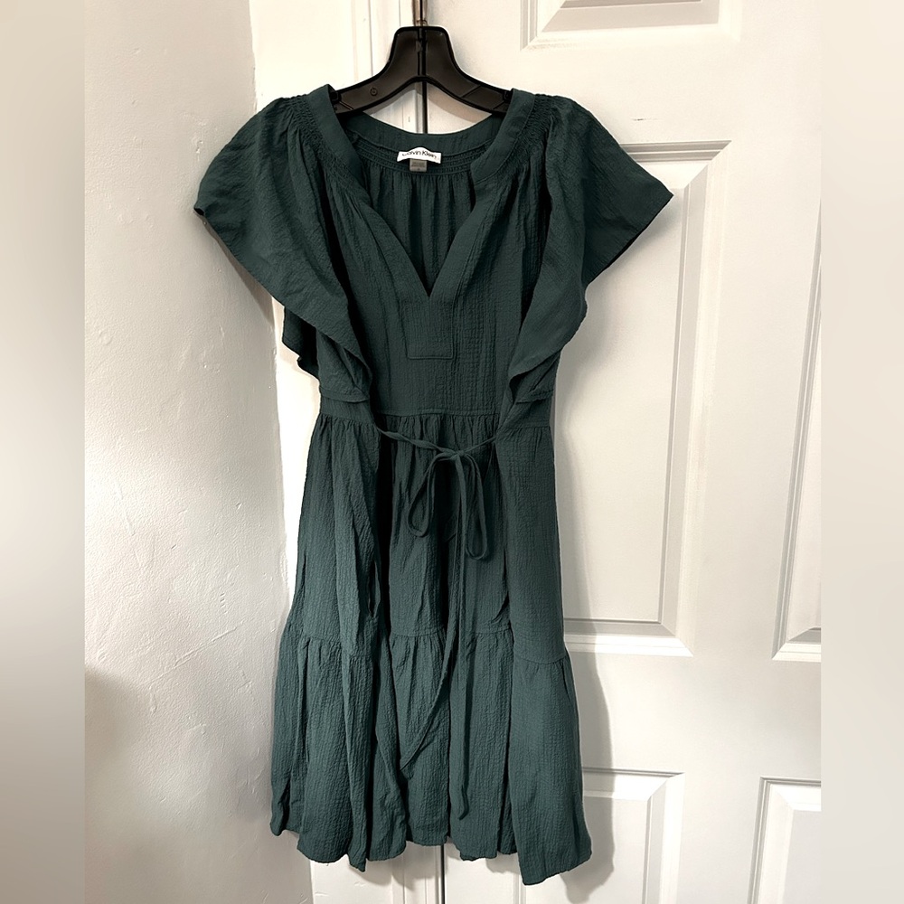 Calvin Klein dark green dress with pockets
